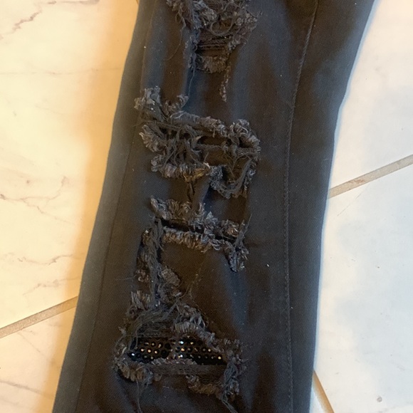 MNML Ripped Rhinestone Denim 33 - Picture 3 of 5